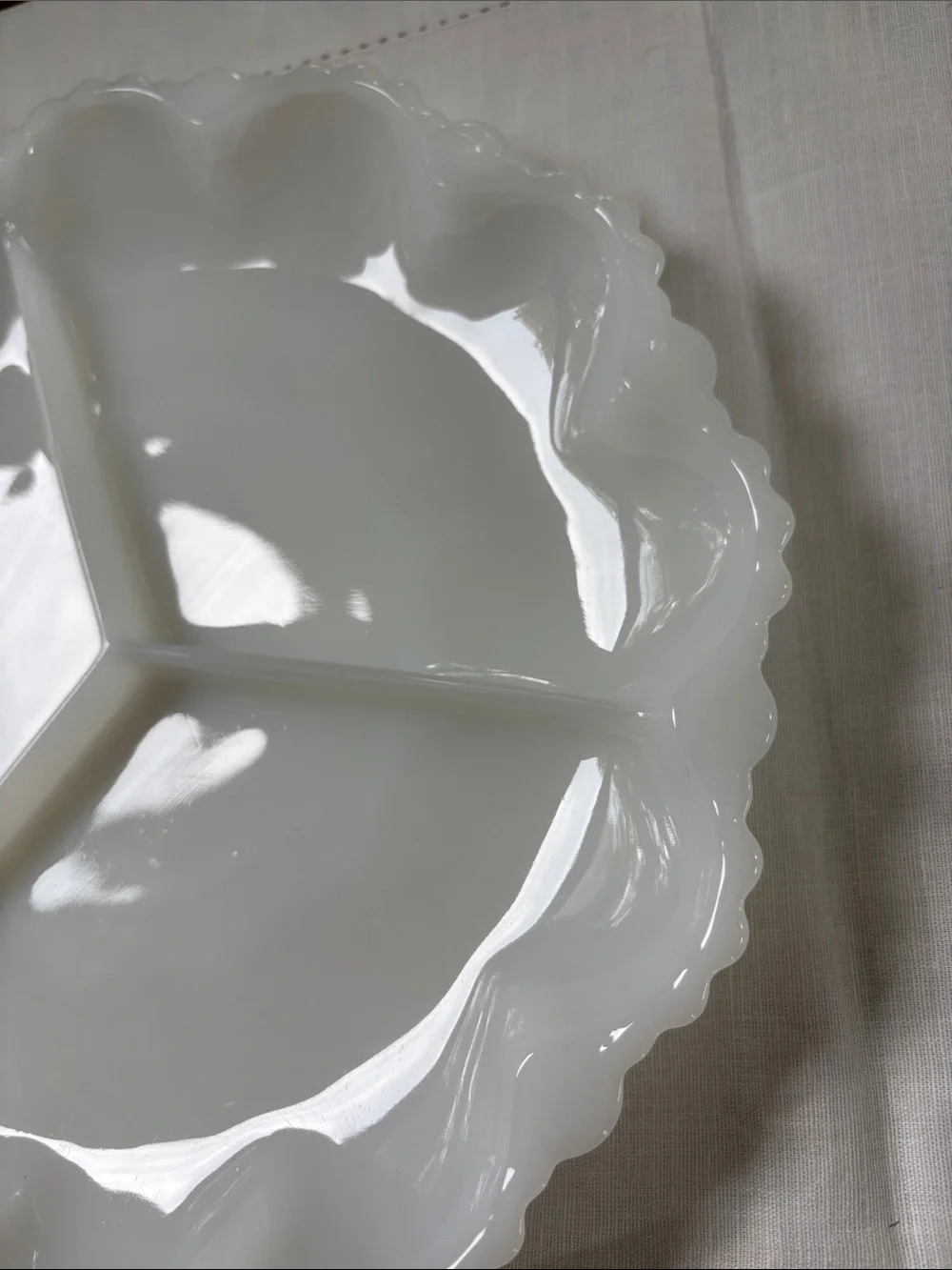 Vintage Anchor Hocking Milk Glass 3 Section Relish Tray